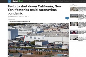 全球财媒头条特斯拉因疫情封闭工厂美联储与九大央行达到钱银交换协议